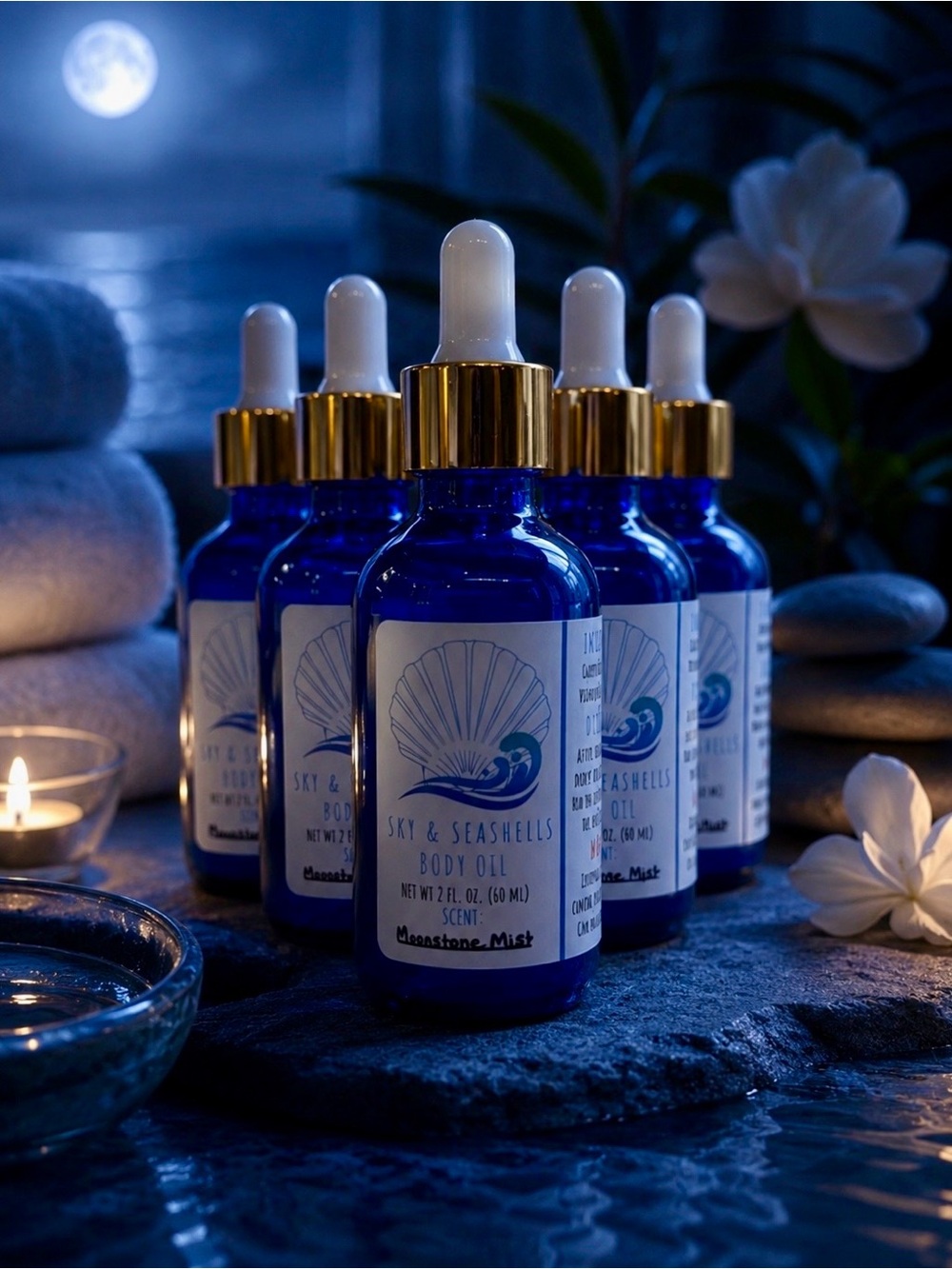 Hand Crafted “Moonstone Mist” Scented Body Oil by Sky & Seashells Skincare